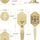 Goldenwarm Double Front Door Lock Set, Gold Double Door Handlewith Dummy, Double Classic Front Door Hardware Set with Reversible Wave Handle Lever, Double Entry Door Lock Set