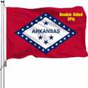 Arkansas Flag 3x5 Outdoor Double Sided - Heavy Duty Polyester State of Arkansas Flags for Outside 4 Rows Hemming AR Flag with 2 Brass Grommets