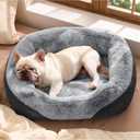 Bedsure Washable Dog Bed Medium Size Dog - Rectangle Fluffy Plush Big Pet Bed, Corduroy Fleece and Nonskid Bottom,30x24x8inches,Suitable for Pet Up to 35lbs,Grey