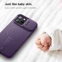 SURITCH for iPhone 13 Pro Max/12 Pro Max Case with Magnetic Camera Slide Cover and Adjustable Kickstand, Compatible with MagSafe, Shockproof Bumper Case Slim Protective Cover 6.7 Inch, Dark Purple