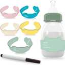 Adjustable Silicone Baby Bottle Labels with Claps- Reusable-Great for Day Care-Diswasher Safe- Waterproof- Essentials- Silicone Labels Open with Claps- Adjustable for Bottles