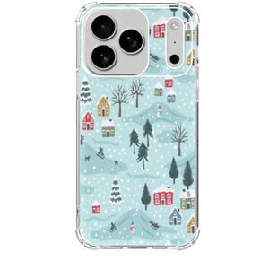 Winter Village House Phone Case Compatible with iPhone 17 Pro Max, Cute Christmas Trees Snowman Cover, Cool TPU Phone Case Cover