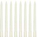 Twist Taper Candles, 10Inch White Spiral Dripless Dinner Candles (8Pcs)
