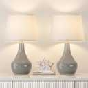 Seealle Modern Ceramic Table Lamps for Night Stands - Bedside Lamps Set of 2 for Nightstand, 19.4" Grey Bedroom Lamp for Living Room Cute Desk End Table Office Guest Room Dresser Rocker Switch