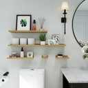 Small Floating Shelves for Wall Decor, Wall Mounted Wood Shelf for Bedroom, Living Room, Bathroom, Kitchen, Nursery, Display Picture Ledge Shelf with Lip Set of 2-8 Inches, Oak