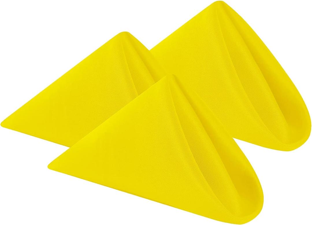 Cloth Napkins 20x20 inch Washable Polyester Dinner Napkins Soft Table Napkins for Wedding Party Dining Banquet (Yellow,12PCS) (20x20'' 12pcs)