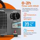 Ozone Generator 160,000mg/H with Temp/Humidity Display - 120 Min Timer O3 Ionizer Air Purifier for Large Spaces (5000 Sq.Ft) - Upgraded Ozone Machine for Cars, Homes, Hotels, Kitchens & Pet Areas