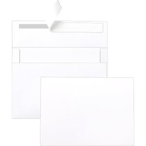 100 Packs White Single Panel Blank Cards and Envelopes 5 x 7 Heavy Flat Cardstock and A7 Envelopes Self Seal for Wedding Invitations, Party, DIY Greeting Cards, Graduations, Baby Shower