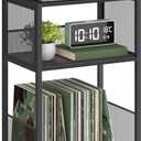 VASAGLE Record Player Stand, 3-Tier Side Table, Vinyl Record Storage up to 100 Albums, End Table for Living Room, Bedroom, Ebony Black ULET275B01