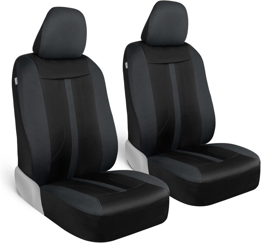 Motor Trend Gray Cloth Car Seat Covers for Front Seats Premium Automotive Bucket Seat Covers, Made for Vehicles with Removable Headrests, Interior Covers for Car Truck Van SUV Seat Protector