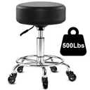 Adjustable Rolling Stool with Foot Ring, 500 lbs Heavy Duty Swivel Chair
