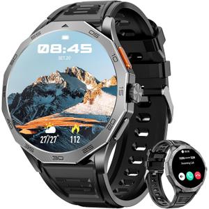 Military Smart Watch for Men 1.85" HD Ultra Screen Touch Screen 710mAh Battery Smart Watches for Android iOS (Bluetooth Call Answer/ Dial Calls） Fitness Tracker with 100+ Sports (Black)