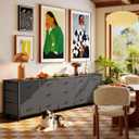 Huuger 86.6 Inch Dresser for Bedroom, TV Stand for 65, 75, 85 Inch TV, 15 Fabric Drawer Long Dresser, Large Entertainment Center for Bedroom, Wide Chest of Drawer with Storage, Black, 11.8"D x 86.6"W x 26.8"H