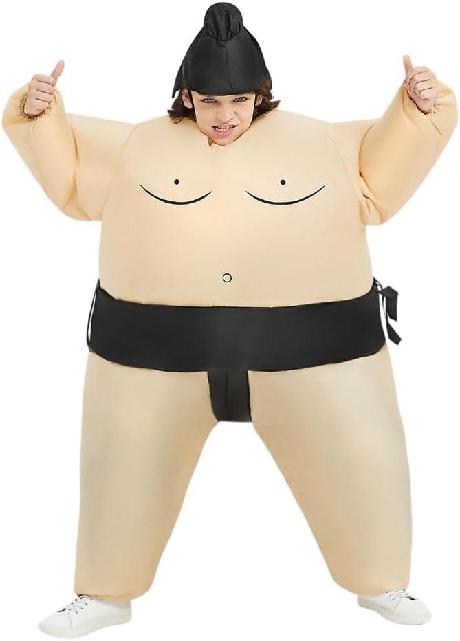 Inflatable Sumo Wrestling Suits, inflatable Costume Kids, Blow up Costume, Halloween Costumes for Kids (Beige, M)