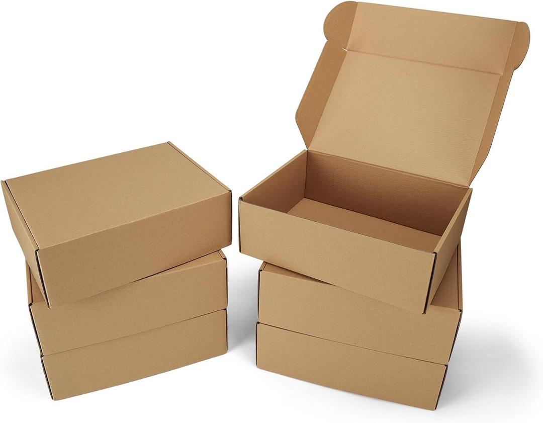 12x9x4 Shipping Boxes Set of 6, Medium Cardboard Boxes for Packaging, Brown Mailing for Small Business