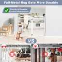 Full Metal Free Standing Dog Gate with Door for Indoor Outdoor, 48'' Extra Wide 32'' Tall Dog Gate for Doorways,Large Openings,Decks,Pet Puppy Freestanding Safety Fence White, 【2 Panels】 32''H*48''W