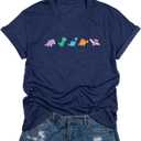 Women Dinosaurs Shirt Cut Teacher Tshirt Dinosaur Graphic Summer Short Sleeve Loose Tee (Yellow, L)