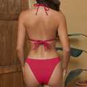 Women's Sexy Halter Triangle Thong Bikini Sets Cheeky High Cut Bathing Suit Swimsuits Red M