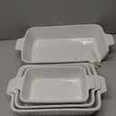 MALACASA Casserole Dishes for Oven, Porcelain Baking Dishes, Ceramic Bakeware Sets of 4, Rectangular Lasagna Pans Deep with Handles for Baking Cake Kitchen, White (9.4"/11.1"/12.2"/14.7"), Series
