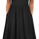 HOTOUCH Women's Summer A-Line Midi Dresses 2026 Casual Floral Short Sleeve T-Shirt Dress Flowy Beach Sundress with Pockets S