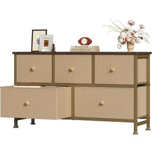OLIXIS 5 Drawer Dresser for Bedroom, Storage Organizer for Closet, Khaki, 11.8"D x 39.4"W x 20.9"H