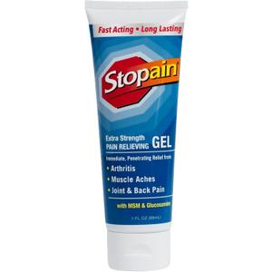 Stopain Pain Relief Gel 3oz USA Made, Max Strength Fast Acting with MSM, Glucosamine, Menthol for Arthritis, Lower Back Sciatica, Knee, Neck, HSA FSA Approved Topical Analgesic Products
