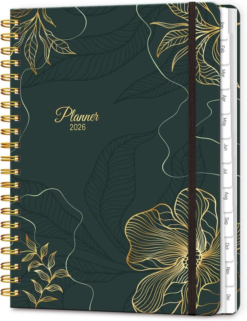 2026 Planner 8.5 x 11, Large Weekly and Monthly Planners with Tabs, A4 Spiral Bound Daily Calendar 2026 Planner, 12 Month Agenda Organizers from Jan. to Dec.(Black Gold)