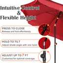 Blissun 6.5ft Patio Umbrella with Push Button Tilt & Height Adjustable, UV50+ Sun Protection with Sturdy Fiberglass Ribs & Iron Pole, Market Umbrella for Outdoor Table Garden Backyard Beach