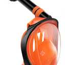 Greatever G2 Full Face Snorkel Mask with Latest Dry Top System,Foldable 180 Degree Panoramic View Snorkeling Mask with Camera Mount,Safe Breathing,Anti-Leak&Anti-Fog (Large/ X-Large, Orange)
