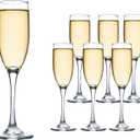 UMEIED 6 Oz Classic Champagne Flutes Set of 6, Long Stemmed Crystal Clear Champagne Glasses, Sparkling Wine Glasses for Home Party Wedding Birthday Housewarming Gifts