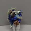 Daifunli 12 Inch Tabletop New Year Centerpiece Decor Artificial Christmas Tree with Pine Cone Berry Greenery Housewarming Gifts for Winter Indoor Fireplace Mantel Decor(Blue,1)