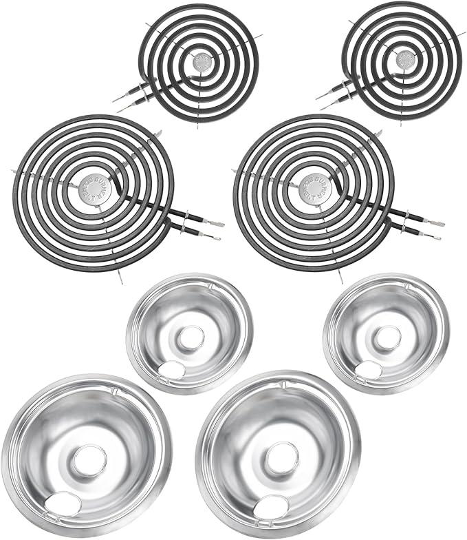 COZZIVITA GE Drip Pans and Stove Burner Element Unit Set, Perfectly Fit WB30M1 & WB30M2 Replacement for GE Hotpoint Stove Top