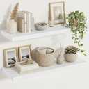 White Floating Shelves 12 Inches Deep, 36 X 12 Inch, Set of 2, 35.4”wx12”dx1.5”h