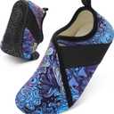 Besroad House Slippers for Women Men Comfy Barefoot Slippers Sock Furry Slip On House Shoes with Soft Rubber Sole for Bedroom Home Travel Yoga (7-7.5 Women/5.5-6 Men, Multi Ocean)