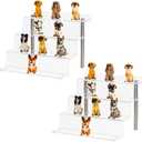 CECOLIC Acrylic Riser Shelf 4 Tier Clear Display Stand for Collectibles Pop Figures, Cupcakes, Perfumes, Display Risers for Decorating & Organizing - 9 x 8.3 x 6.8 in (Small, 2 Pack)