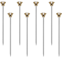 Stainless Steel Cocktail Picks Crown,Metal Martini Sticks,Fruits Toothpicks,Reusable Garnish Skewer Drinks Sandwiches Appetizers Olives Fruits Barbecue Snacks of 8 Pieces (Glod)