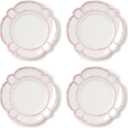 Two's Company Pink Bamboo Touch Dinner Plates, 11-Inch, Melamine, Set of 5