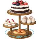 4 Tier Cupcake Tower Stand for 50 Cupcakes, 360° Rotating Wood Cake Stand, Elegant Shabby Chic Cake Stand for White Wedding, Bridal Shower, Baptism & Classy Dessert Table Display, White