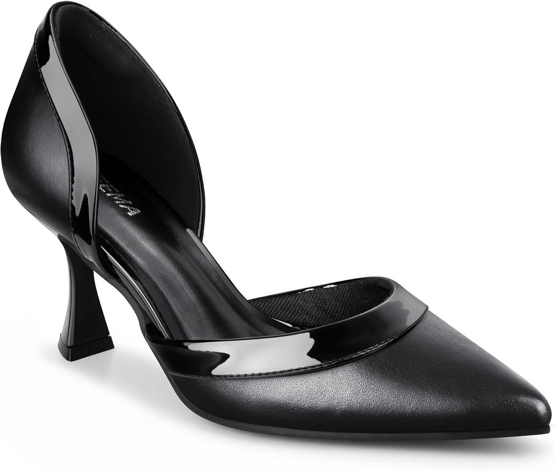 Kitten Heels for Women Closed Pointed Toe Women's Dress Shoes Comfortable Low Heels Party Wedding Work Pumps (11, Black)