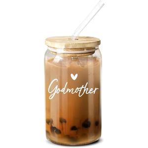 NewEleven Mother Day Gift For Godmother - Will You Be My Godmother From GodChild - Pregnancy Announcement Gifts For God Mother, Godmom, Godparents - 16 Oz Coffee Glass