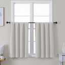 Simplebrand Ava Natural Short 36 Inches Blackout Curtain 2 Panels Set, Half Window Rod Pocket Privacy Curtain Tiers for Kitchen, Curtains Blackout for Bathroom Shades, W40 x L36 Inch, Natural