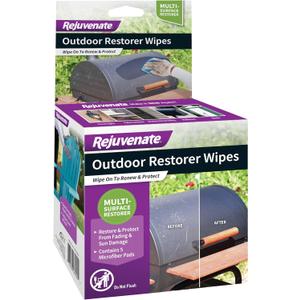 Rejuvenate Outdoor Restorer Wipes, 5 Count, Individually-Wrapped Pre- Saturated Microfiber Wipes Restore Faded and Weathered Surfaces Such As Patio Furniture, Shutters, Siding, Mailboxes And More