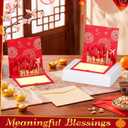 4 Pcs Happy Chinese New Year Cards 2026 Year of The Horse Cards with Envelopes 3D Golden Fu Pop up Card Lunar Greeting Card for Women Men Spring Festival Gifts (Classic Style)