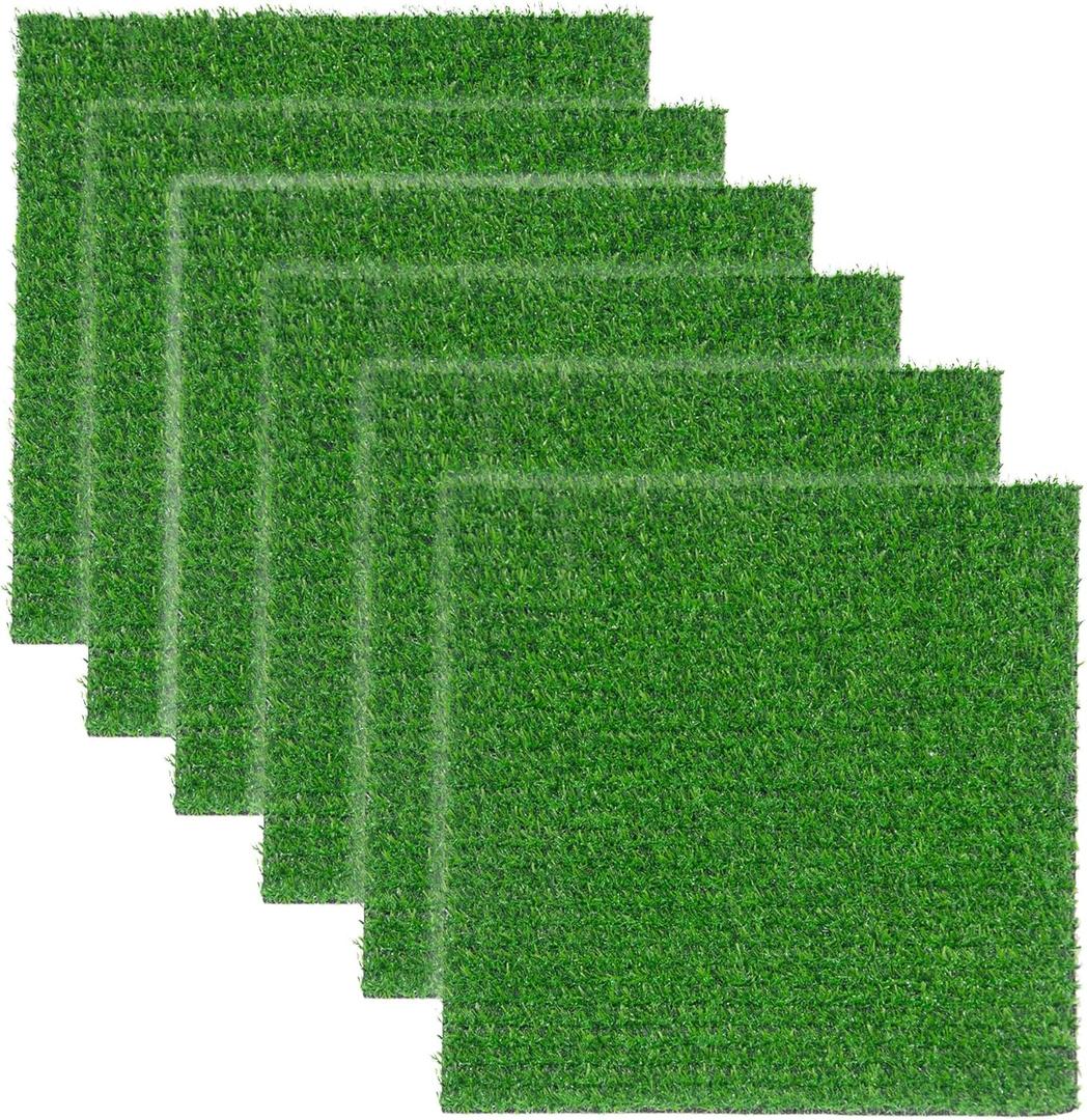 Artificial Grass Mat 12x12 Inch,Fake Grass Turf Patch,Synthetic Grass Indoor Outdoor,Patio Grass Tiles Realistic Grass Rug with Drainage Hole for Table Decoration