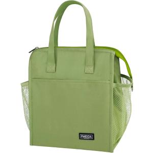 Fmeida Insulated Lunch Bag - Women's Leakproof Reusable Lunch Bag Multipocket Cooler for Work, Hiking, Beach, Picnic | Light Green