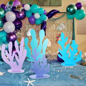 Yousoontic 4 Pcs Large Mermaid Birthday Party Decorations Under The Sea Baby Shower Cutout Sea Corals Stand up Cardboard Prop Photo Booth Entrance Decor for Birthday Baby Shower Wedding Party(Classic)