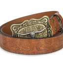 Mealah Western-Cowboy-Belts for Men/Women with Longhorn-Bull-Buckle