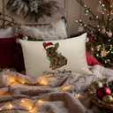 French Bulldog Christmas 12x20 Pillow Cover, French Bulldog Gifts, Frenchie Mom Gifts, Xmas Frenchie Xmas Lumbar Pillow Covers Decorative for Sofa Couch Home Bedroom Living Room
