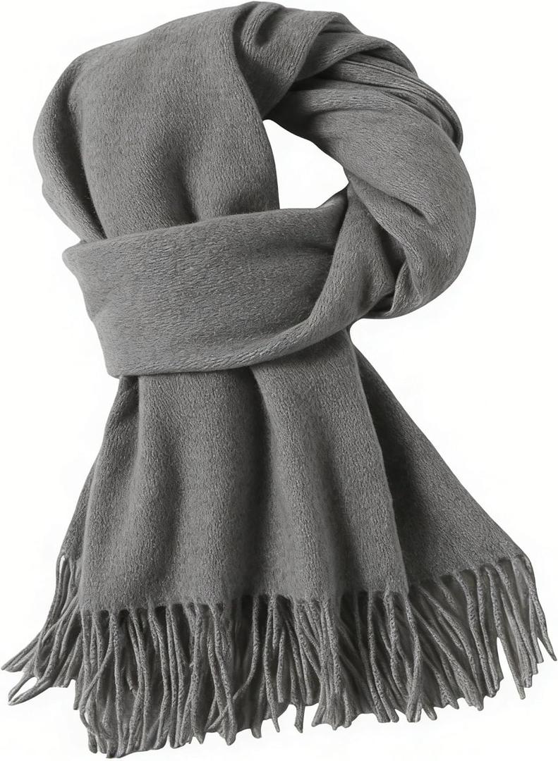 Utaly Large Winter Scarf for Women Men - 73"x17" Soft Warm Blanket Scarf Faux Cashmere Shawl Wrap with Tassels