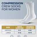 Pembrook Premium Diabetic Compression Crew Socks for Women - Running Socks, Short Compression Socks for Women - 2 Pairs (Large)